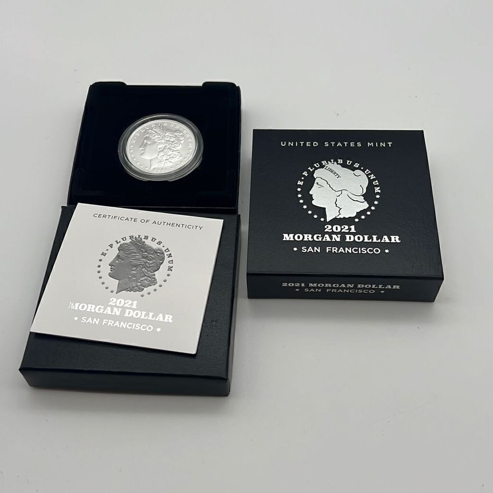 Morgan 2021 Silver Dollar with S Privy Mark‎ 21XF in hand - ready to ship!